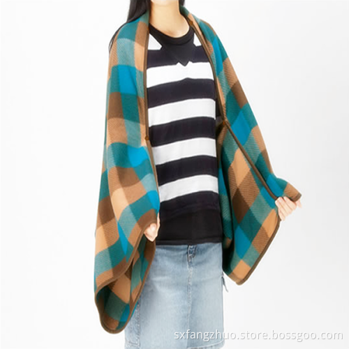 gemle gebrauchter Druck Polar Fleece Poncho mit Kapuze